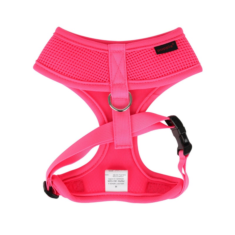 Puppia Soft Harness A XL Over-The-Head Soft Mesh Harness Neon Pink - Image 2